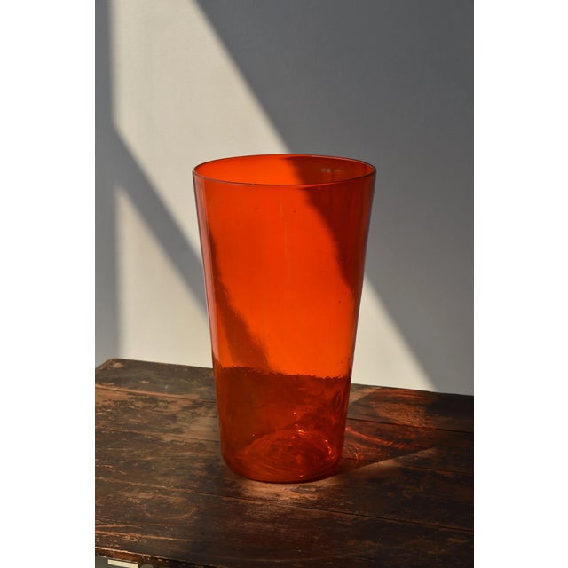 Mid-Century Modern Vintage Large-Scale Orange Blown Glass Vessel, Circa 1970s For Sale - Image 3 of 14