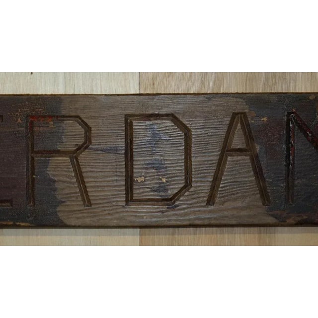 Large Antique Amsterdam Hand Carved Wood Sign in Original Paint For Sale - Image 12 of 13