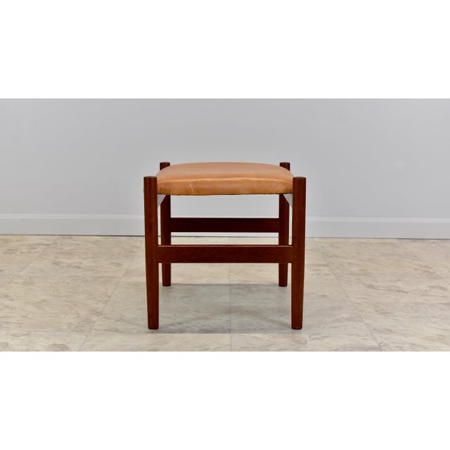 Mid Century Danish Leather Footstool Attributed to Spottrup Mobelfabrik For Sale In New York - Image 6 of 18