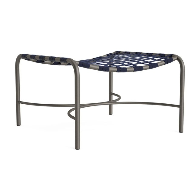 Brown Jordan Kantan Aluminum Suncloth Ottoman, Mica frame with Marine fabric For Sale - Image 12 of 12