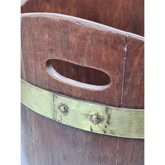 Maritime Wooden Bucket with Brass Hoops, 1960s-1970s For Sale - Image 13 of 14