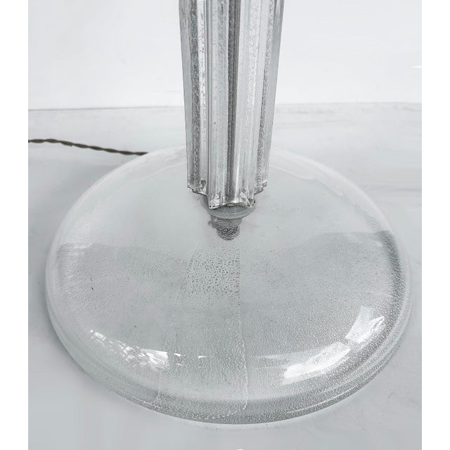 1980s Italian Seguso Silver-Infused Blown Murano Glass Floor Lamp With Fabric Shade For Sale - Image 10 of 10