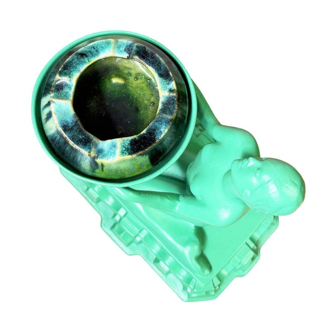 1920s 1920s Green Enamel Nuart Nude Female Ashtray With McCoy Ashtray For Sale - Image 5 of 6