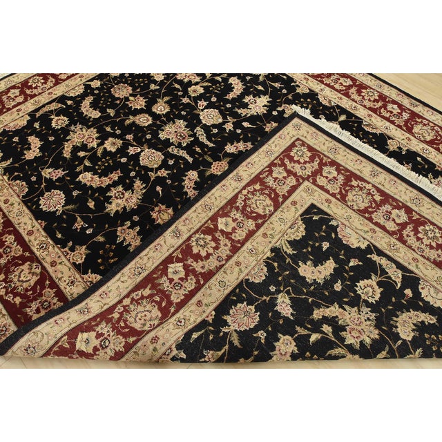 Tabriz Rug 8’6” X 11’9” Black Wool/Silk Traditional Hand-Knotted Oriental Carpet For Sale - Image 14 of 15