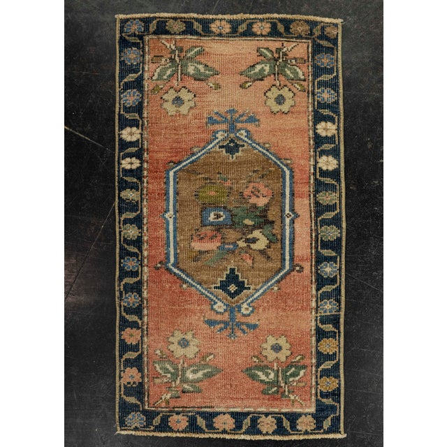 Terra Cotta Turkish Mini Rug Oriental Hand Knotted Vintage Rug 1'6" x 2'8" #21241 For Sale - Image 8 of 8