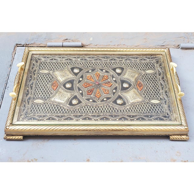 Marrakech Moroccan Gold Finish Serving Tray / Charger For Sale - Image 4 of 6