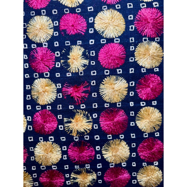 Antique Nilak Phulkari Silk Embroidered Textile, Punjab For Sale - Image 4 of 12