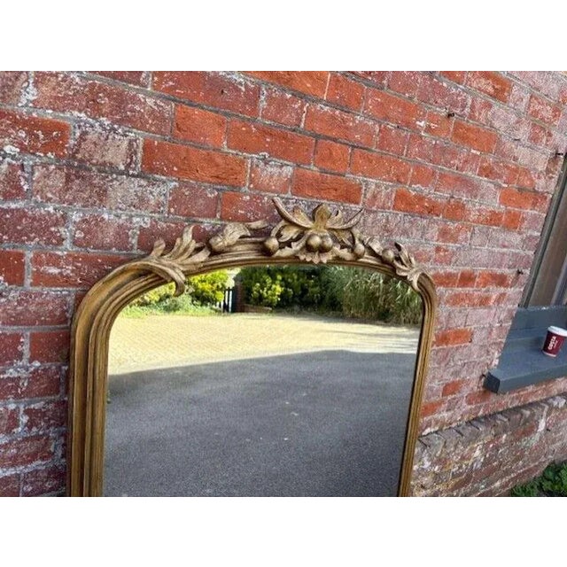Large Antique English Gilt Arched Top Overmantle Mirror, 19th Century For Sale - Image 5 of 8