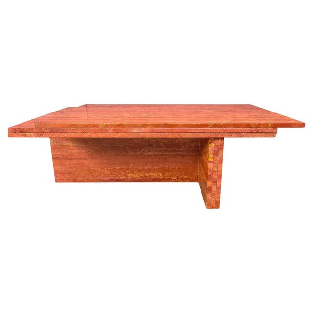 Red Travertine Coffee Table, 1970s For Sale - Image 14 of 14
