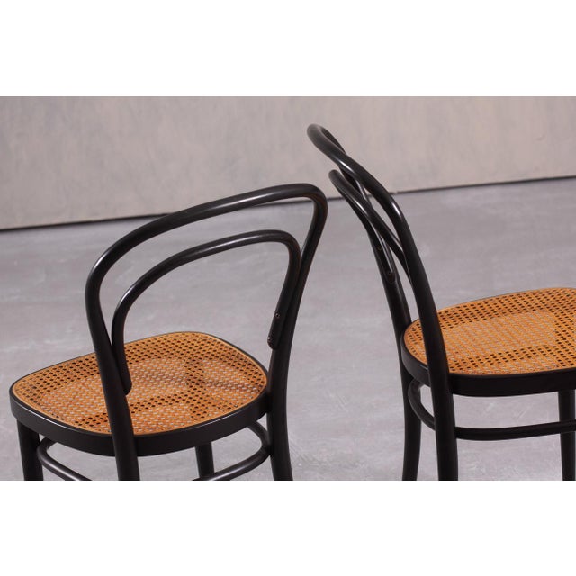 Black Vintage No. 214 Chairs from Thonet, Austria, 1970s, Set of 2 For Sale - Image 8 of 11