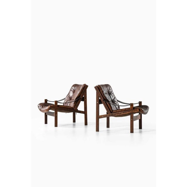 Metal Leather Easy Chairs by Torbjørn Afdal for Bruksbo, 1962, Set of 2 For Sale - Image 7 of 11