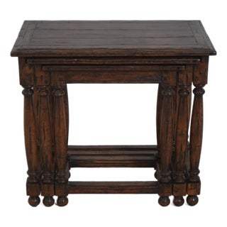 Guy Chaddock Jacobean Distressed Oak Nesting Tables For Sale