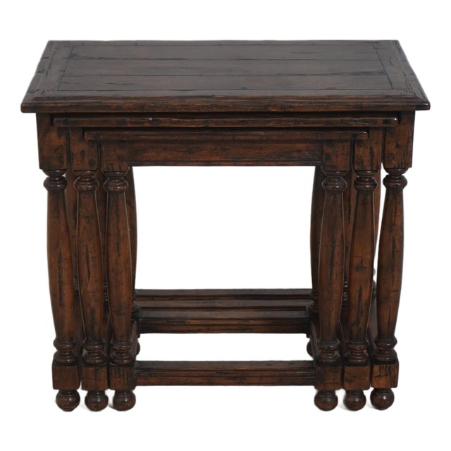Guy Chaddock Jacobean Distressed Oak Nesting Tables For Sale