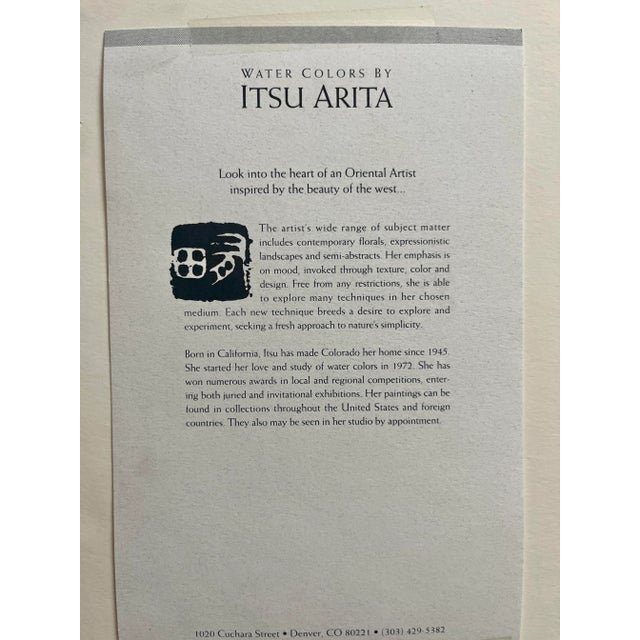 1990s Vintage Itsu Arita Watercolor Painting Trees in the Forest Framed Signed Art For Sale - Image 5 of 9