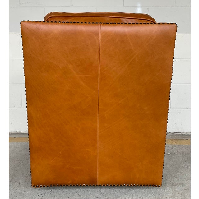 Modern Revelation Modern Rust Brown Leather Roosevelt Swivel Chair For Sale - Image 3 of 6