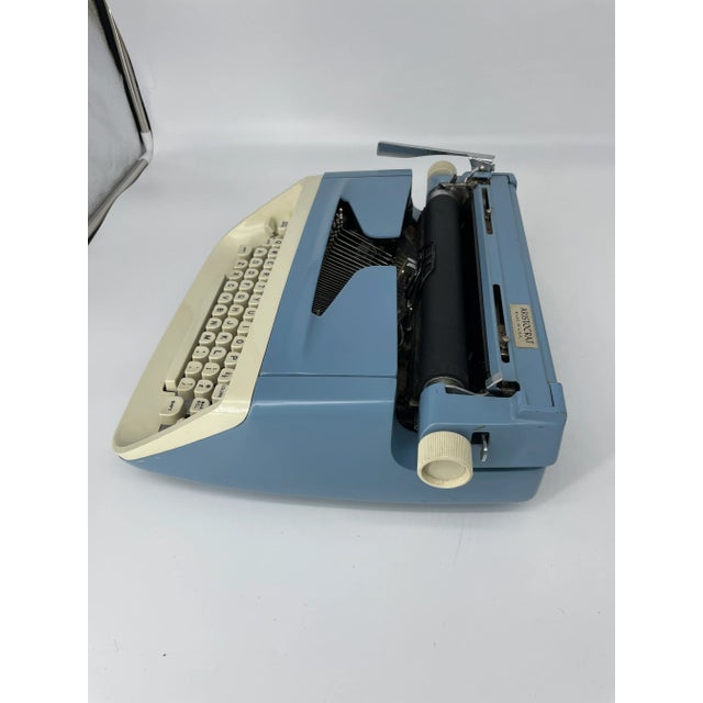 Vintage Blue Royal Aristocrat Portable Typewriter With Case For Sale - Image 9 of 12