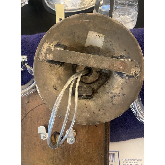 1960s Georgian Style Crystal Double Arm Sconces - A Pair of 2 For Sale - Image 12 of 12