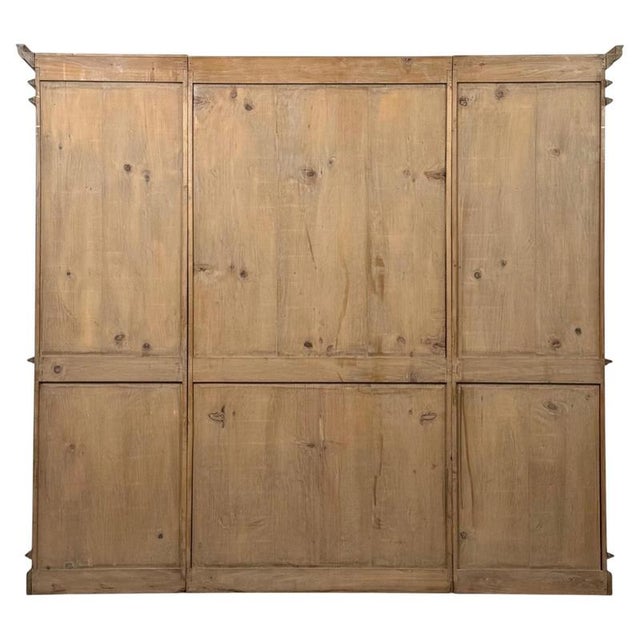 Wood Antique 20th Century English Pine Breakfront Bookcase For Sale - Image 7 of 10