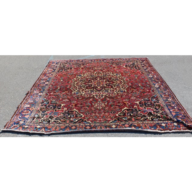 Traditional Traditional Bakhtiari Wool Persian Area Rug Rectangular Red For Sale - Image 3 of 5