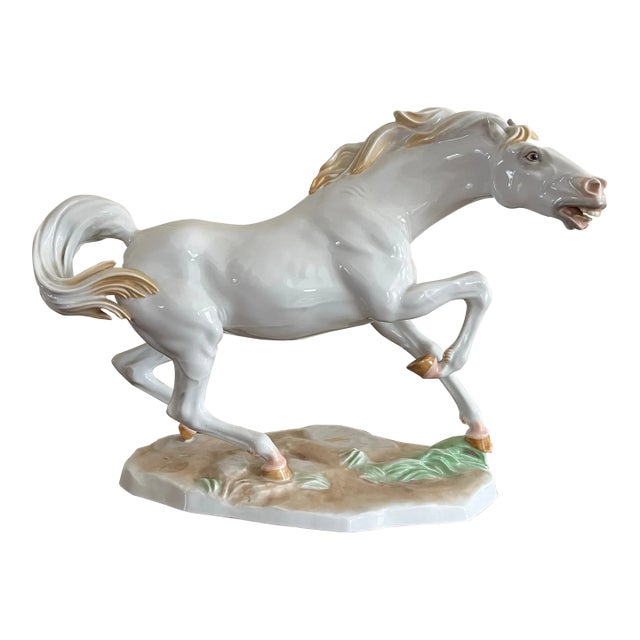 Mid 20th Century Wien Austria Porcelain Stallion Sculpture For Sale
