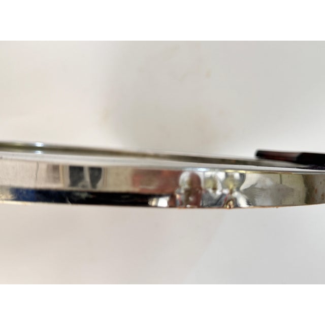 Art Deco Platter Tray Metal and Brown Wood Handles and Mirror, France, 1930.