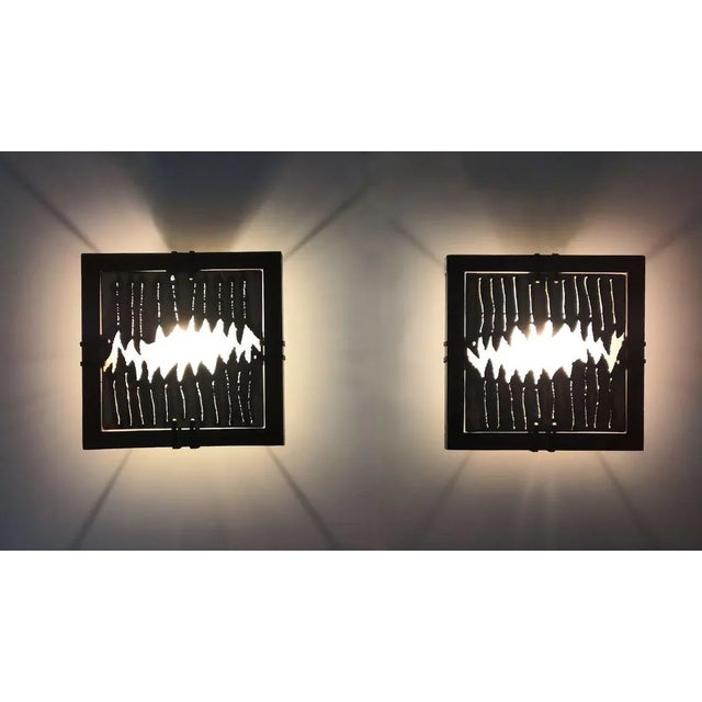 Brutalist Brass Sconces by Ravi Sing for Lightworks, 1980s, Set of 2 For Sale - Image 3 of 15