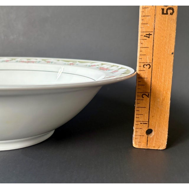 Vintage Soup Bowls by Wyndham China - Lizbeth 341 Pattern - Round Vegetable Bowl 10" , Pink Roses For Sale - Image 9 of 10