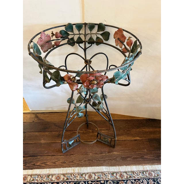 Vintage Art Nouveau Painted Iron Plant Stand For Sale In New York - Image 6 of 8