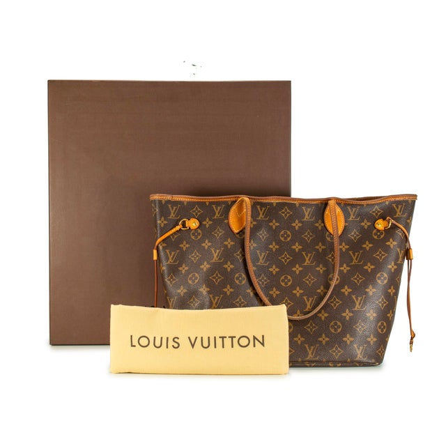 Louis Vuitton Monogram Neverfull MM Leather Brown Tote Bag For Sale - Image 12 of 13