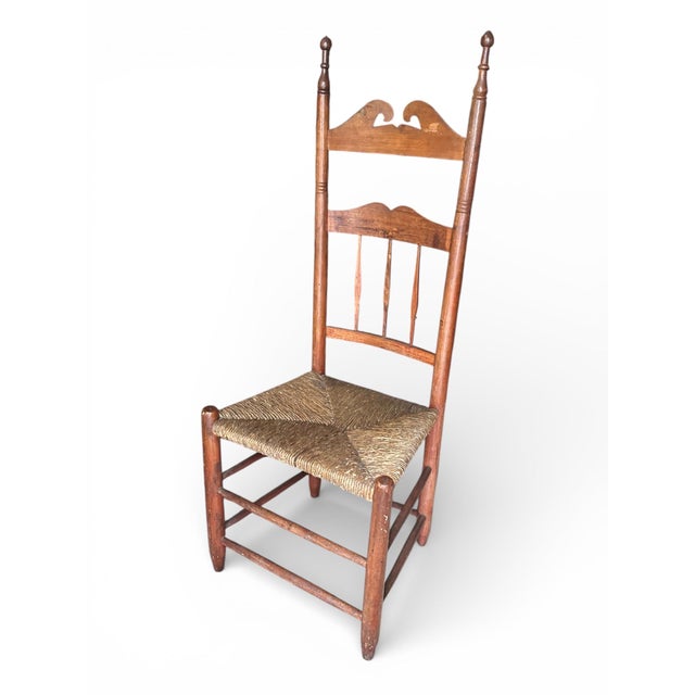 19th Century 19th Century New England Rush Seat Ladder Back Chair For Sale - Image 5 of 11