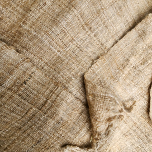 Contemporary 1980s Hand Woven Raw Silk Tobacco Natural Table Runner For Sale - Image 3 of 4