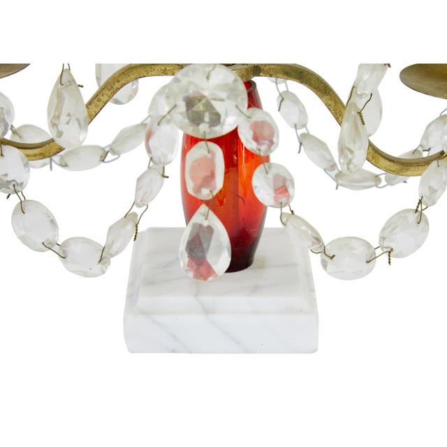 Mid-Century Cut Glass and Marble Candelabras, 1960, Set of 2 For Sale - Image 3 of 6