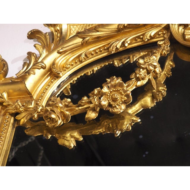 A Grand Antique French Napoleon III Gold Leafed Mirror, Circa 1860 For Sale - Image 15 of 18