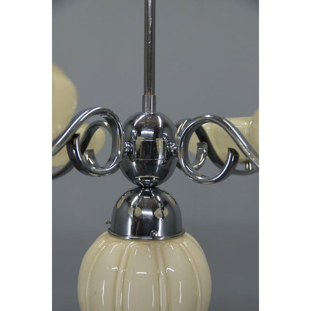Art Deco Chrome and Glass Chandelier, 1930s For Sale - Image 13 of 14