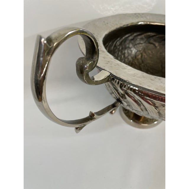 Vintage Silverplated Hammered Repousse Jardiniere Centerpiece With Handles For Sale - Image 13 of 16
