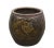Dark Brown Glazed Earthenware Planter With Hand Painted Mystic Birds and Plants For Sale - Image 4 of 6