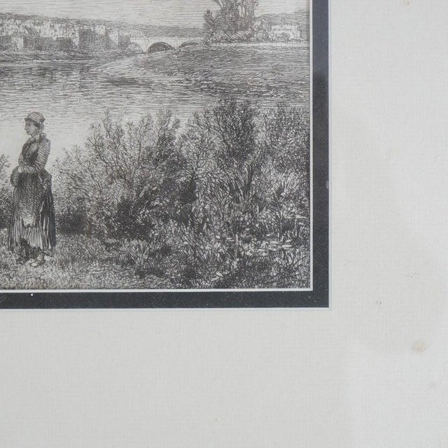 Black Framed Print, Copy After Corot French Impressionist La Sepia Landscape, 20th C For Sale - Image 8 of 13