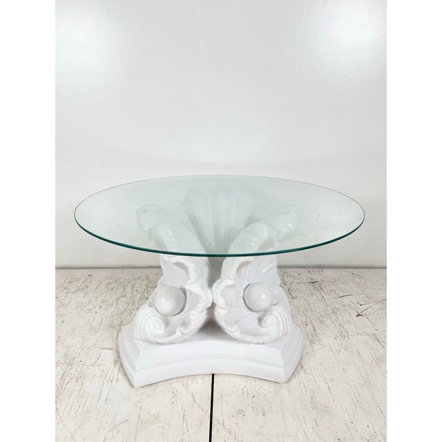 Hollywood Regency Vintage Plaster Shell Coffee Table For Sale - Image 3 of 10