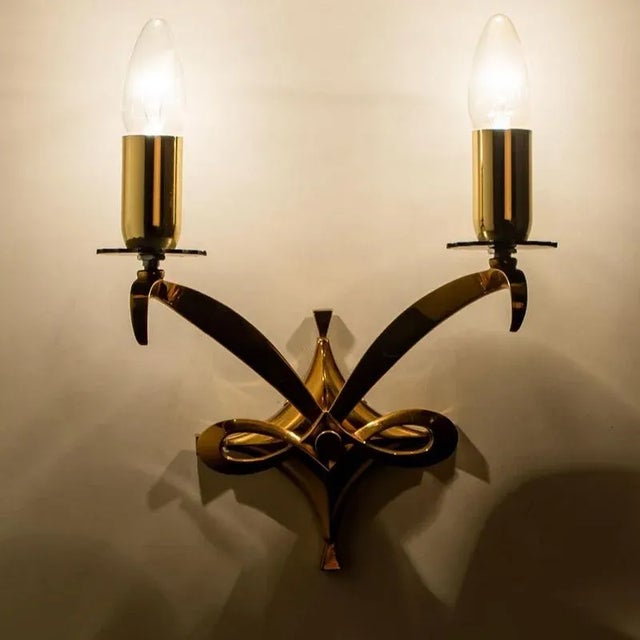 Brass Wall Sconces, 1950, Set of 2 For Sale - Image 10 of 17