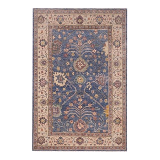 Rustic Kazak Southwestern Light Blue/Beige Wool Rug - 3'10''x6'0'' For Sale