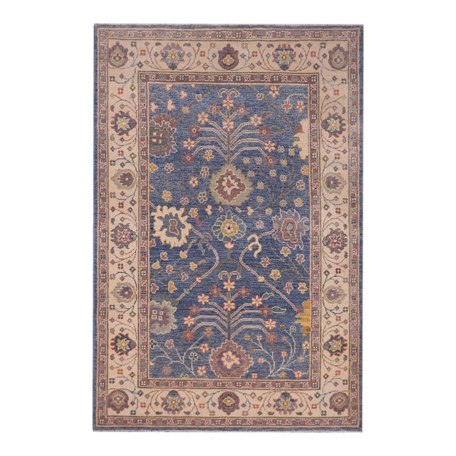 Rustic Kazak Southwestern Light Blue/Beige Wool Rug - 3'10''x6'0'' For Sale
