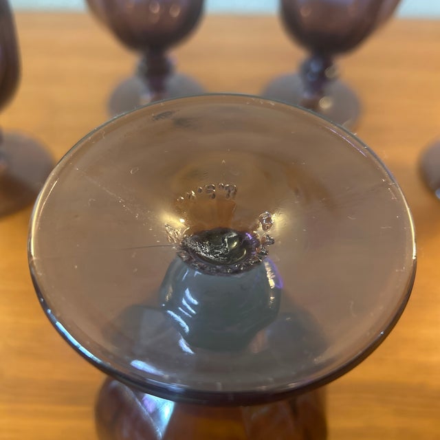 Libbey Glass Co. 1970s Libbey Gibraltar Purple Goblets- Set of 6 For Sale - Image 4 of 7