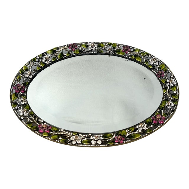 Olivia Riegel Mirrored Vanity Tray W Crystals For Sale