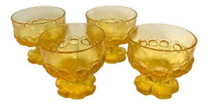 Fosteria Franciscan Mid-Century Gold Compotes, Set of Four