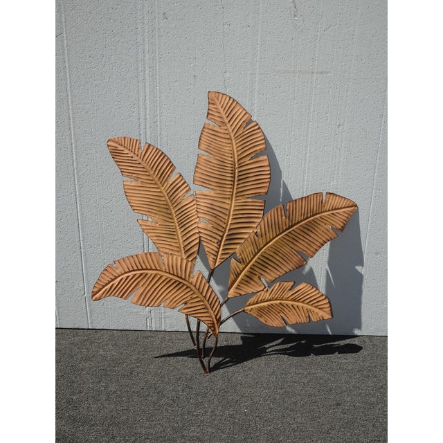 Picture 35" Tall Brown Metal Leaf Clutter Palm Art Wall Decor For Sale - Image 4 of 16