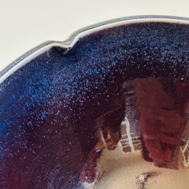 Ceramic Green and Purple Vintage Studio Pottery Bowl For Sale - Image 7 of 11