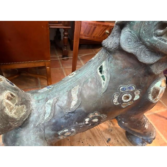 1920s 44 Inches Tall Life Size Hand Forged Grand Bronze Chinese Imperial For Sale - Image 4 of 7