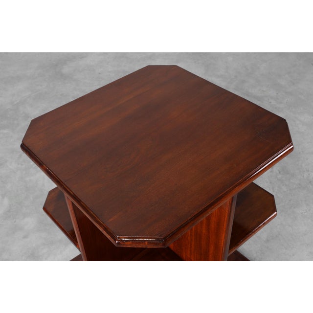 Brown French Art Deco Side Table in Wood, 1920 For Sale - Image 8 of 11