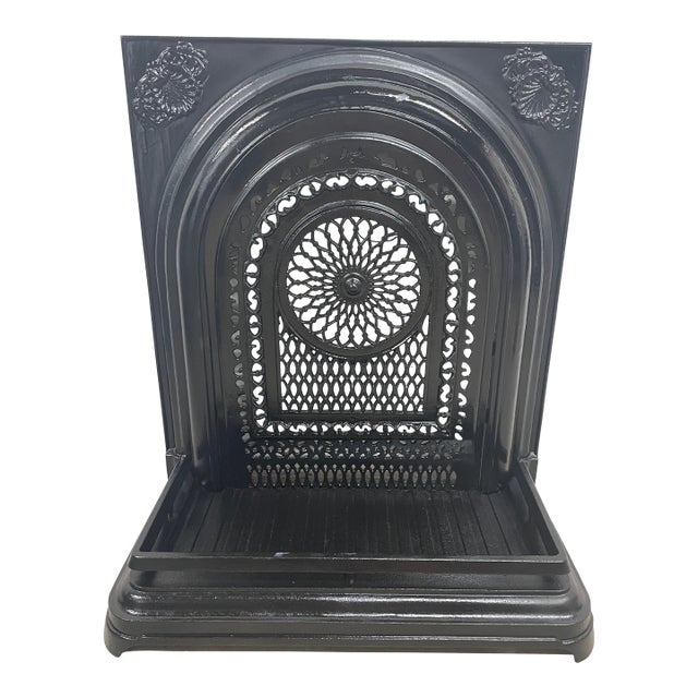 19th Century Complete 24" Antique Cast Iron Fireplace – Ornate Victorian Set From New Orleans For Sale