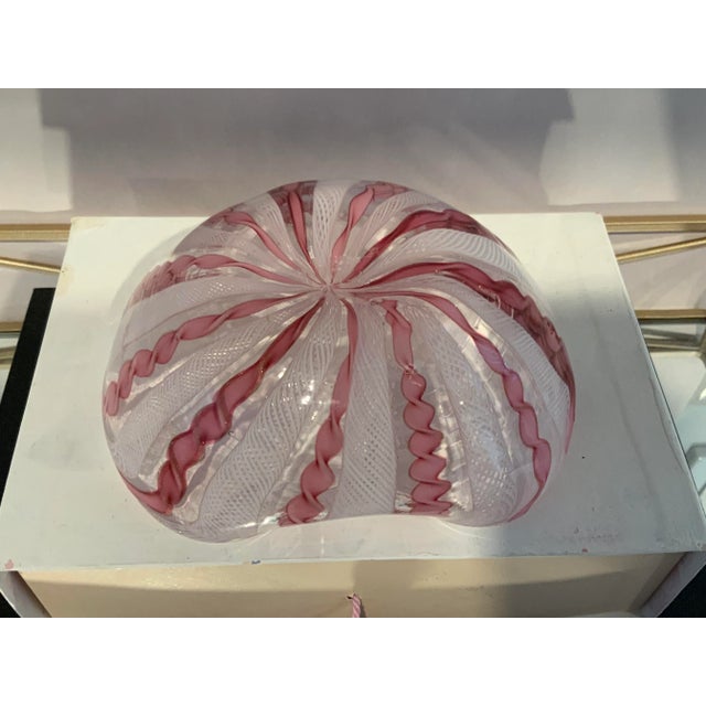 Pink Murano Fratelli Toso Venetian Pink and White Ribbon Bowl For Sale - Image 8 of 9
